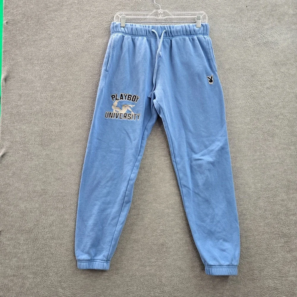 Playboy By Pacsun Women Activewear Pants‎ Small Blue Sweatpants Logo University